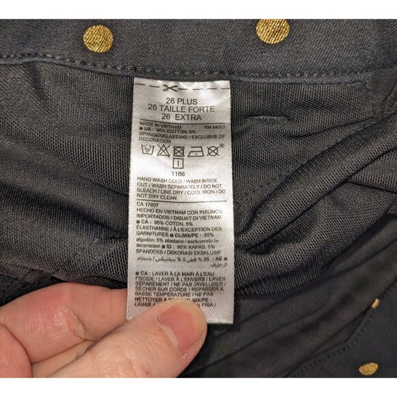 Old Navy Pants 26 Women's Black Polka Dot High Rise Striped Leg Pixie Workwear - Picture 5 of 7